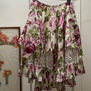Vintage floral ruffle and lace skirt